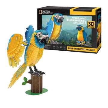 Puzzle 3D Cubic Fun National Geographic Papagal ARA cu gat albastru 94 piese