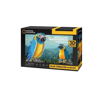 Puzzle 3D Cubic Fun National Geographic Papagal ARA cu gat albastru 94 piese