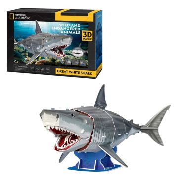 Puzzle 3D Cubic Fun National Geographic Rechin Marele Alb 72 piese