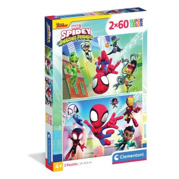 Puzzle Clementoni, Spidey si Prietenii sai Fantastici, 2 x 60 piese