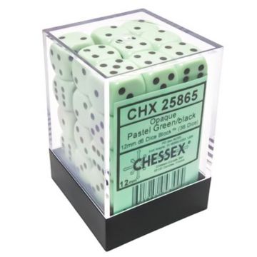 Set 36 Zaruri Chessex Opaque Pastel 12mm d6 Dice Block - Verde/Negru