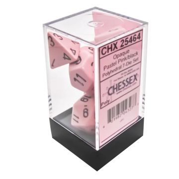 Set 7 Zaruri Chessex Opaque Pastel Polyhedral - Roz/Negru