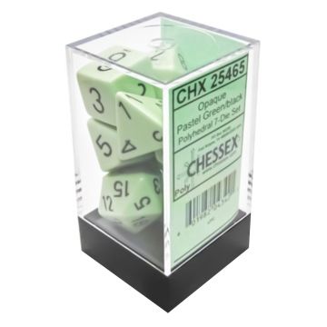 Set 7 Zaruri Chessex Opaque Pastel Polyhedral - Verde/Negru