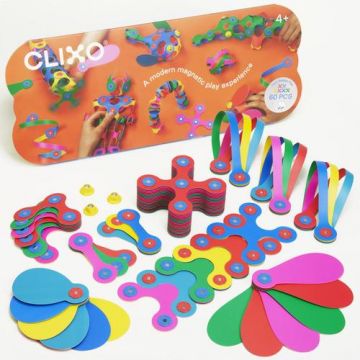 Joc magnetic de construit Clixo Super Curcubeu (60 piese)