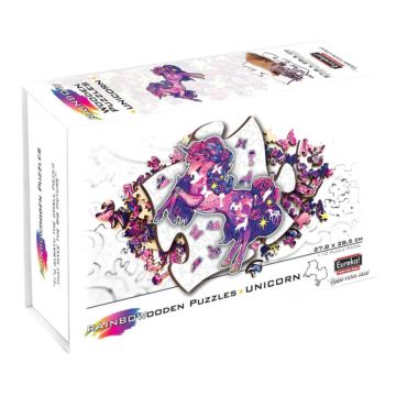 Puzzle din Lemn Multicolorat - Unicorn, 110 piese