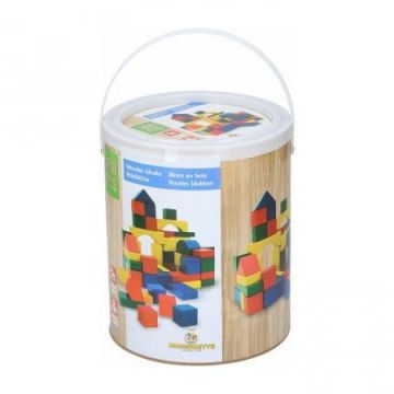 Set constructie din lemn Marionette forme geometrice, 100 piese