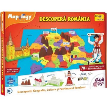 Harta Puzzle cu Judete 120 Piese - Descopera Romania