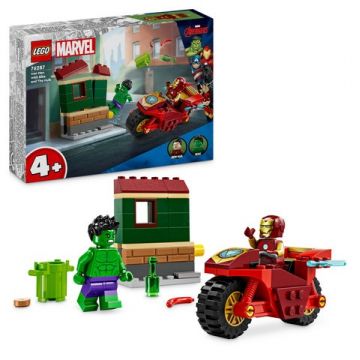 LEGO Marvel Super Heroes: Iron Man cu motocicleta si Hulk