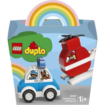 LEGO DUPLO: Elicopter de pompieri si masina de politie 10957, 14 piese, Multicolor