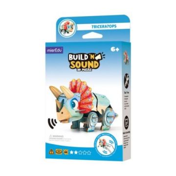 Puzzle 3D cu sunete - Triceratops, Build  n  Sound