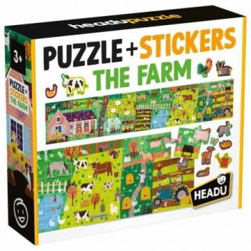 Headu - Puzzle si stickere Ferma cu 48 piese