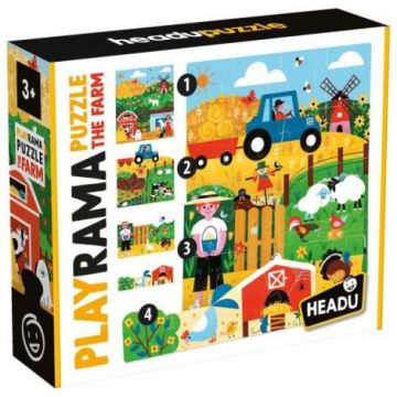 Headu - Puzzle-uri stivuibile Aventura la Ferma pentru copiii de peste 3 ani