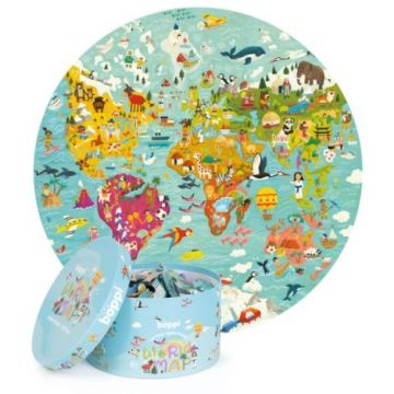 Puzzle rotund, 150 piese, Boppi - Harta Lumii