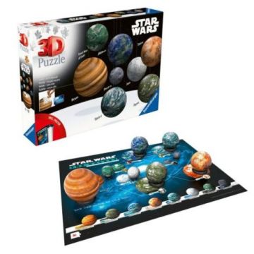 Ravensburger - Puzzle 3D planetele din galaxia Star Wars 531 piese