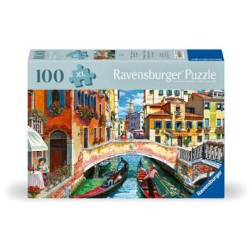 Ravensburger - Puzzle pentru varstnici Venetia cu sablon de imagine si suport din carton 100 piese mari XL