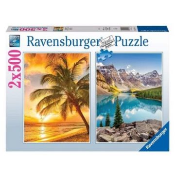 Ravensburger - Puzzle plaja si munte 2x500 piese