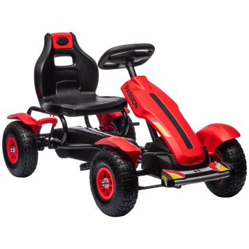 HOMCOM Kart cu Pedale pentru Copii 5-12 Ani, 121x58x61 cm, Roșu | Aosom Romania