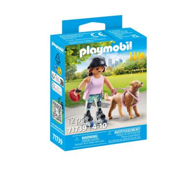 Playmobil PM71739 Figurina patinatoare cu animalut de colectie caine Retriever