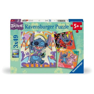 Puzzle 3 x 49 piese Ravensburger Disney Stitch in ritmul muzicii