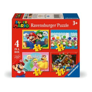 Puzzle 4 x 12,16,20,24 piese Ravensburger Super Mario