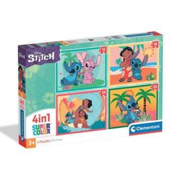 Puzzle Clementoni 4 in 1, Disney Stitch, 12 16 20 24 piese