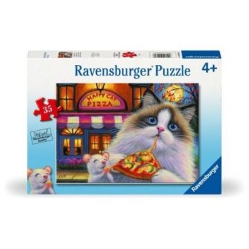 Ravensburger - Puzzle pisica mancand pizza 35 piese