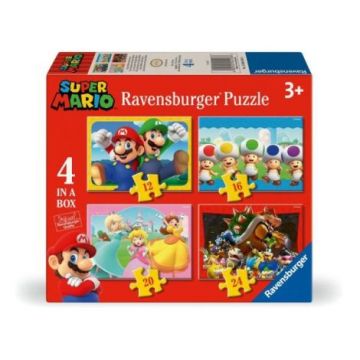 Ravensburger - Puzzle Super Mario 4 buc in cutie 12 16 20 24 piese