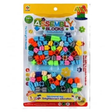 Set 84 piese constructie copii, plastic colorat