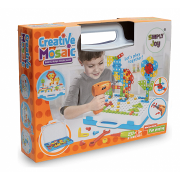 Set constructie copii cu 237 piese si bormasina cu baterii