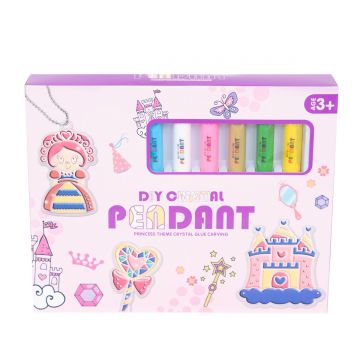 Deseneaza pandative cu lipici si sclipici, Diy Crystal Pendant, Princess