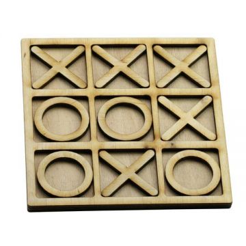 Joc logica Tic Tac Toe, tip X si 0, 15 x 15 cm, lemn, OnemisFlot