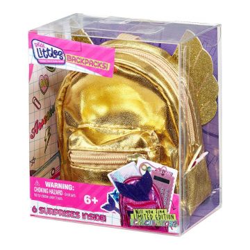 Mini ghiozdanel cu 6 surprize Real Littles, Auriu