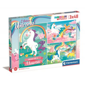 Puzzle Clementoni Unicorni, 3 x 48 piese