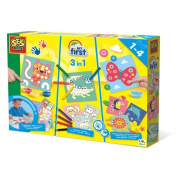 Set 3 in 1 de Pictat cu Degetul, de Colorat si de Lipit