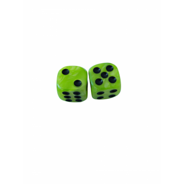 Zaruri perlate verde galbui cu puncte negre 16 mm - set 2 bucati