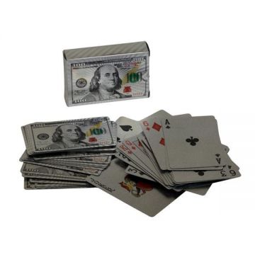 Carti de joc Poker Silver, dolar argintiu, plastic, 55 carti