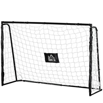 HOMCOM But de fotbal poarta de fotbal structura metal plasa PE cuie & unelte incluse dim. 186L x 62l x 123H cm negru alb | Aosom Romania