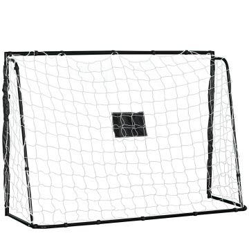 HOMCOM But de fotbal poarta de fotbal structura metal plasa PE cuie & unelte incluse dim. 186L x 62l x 123H cm negru alb | Aosom Romania
