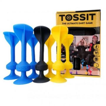Joc de Darts cu Ventuze, Tossit, set de 7, albastru-galben