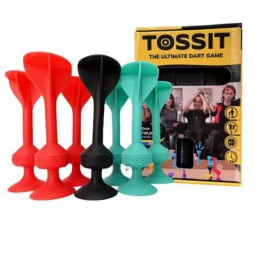 Joc de Darts cu Ventuze, Tossit, set de 7, rosu-turcoaz