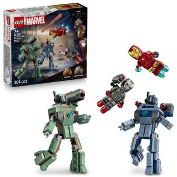 LEGO® Marvel - Iron Man si War Machine vs dronele Hammer 76320, 204 piese