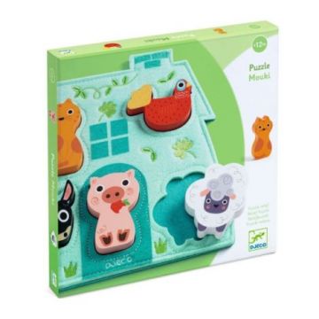 Puzzle din lemn cu bază din fetru, Djeco