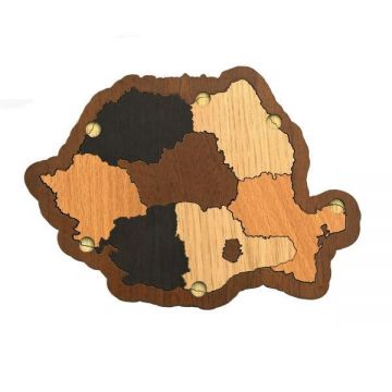 Puzzle Harta Romaniei, lemn