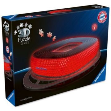 Ravensburger - Puzzle 3D iconic Allianz Arena cu LED 216 piese model de colectie in miniatura