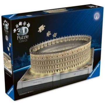 Ravensburger - Puzzle 3D iconic Colosseum cu LED 216 piese model de colectie in miniatura