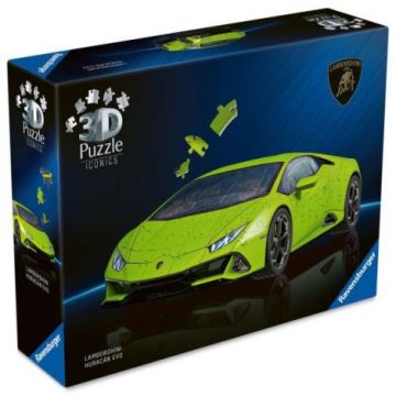Ravensburger - Puzzle 3D iconic Lamborghini Huracan EVO verde 108 piese model de colectie