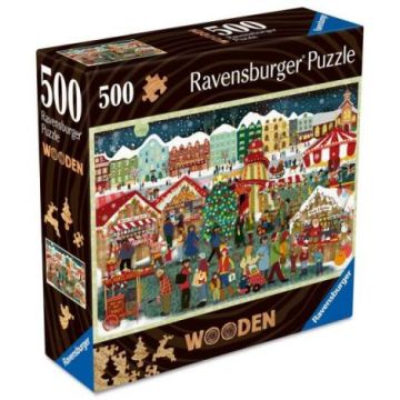 Ravensburger - Puzzle din lemn targ de Craciun 500 piese