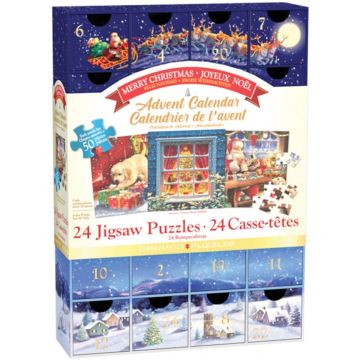 Calendar de advent, Eurographics, Craciun Fericit, 24 puzzle-uri, 50 piese Calendar de advent, Eurographics, Craciun Fericit, 24 puzzle-uri, 50 piese