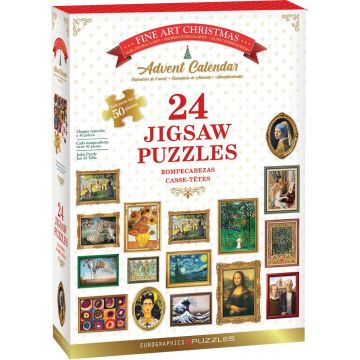 Calendar de advent, Eurographics, Picturi celebre, 24 puzzle-uri, 50 piese Calendar de advent, Eurographics, Picturi celebre, 24 puzzle-uri, 50 piese
