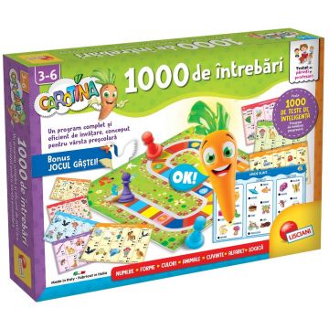 Joc educativ cu creion interactiv, Lisciani, Carotina, 1000 intrebari Joc educativ cu creion interactiv, Lisciani, Carotina, 1000 intrebari